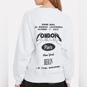 Anine Bing Ramona Tour Sweatshirt Size S in White